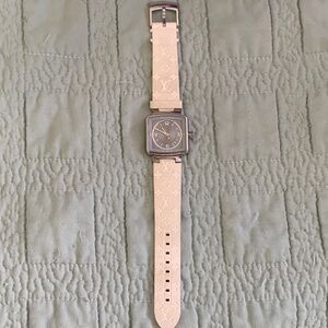 Louis Vuitton White Speedy Watch Working USED Authentic